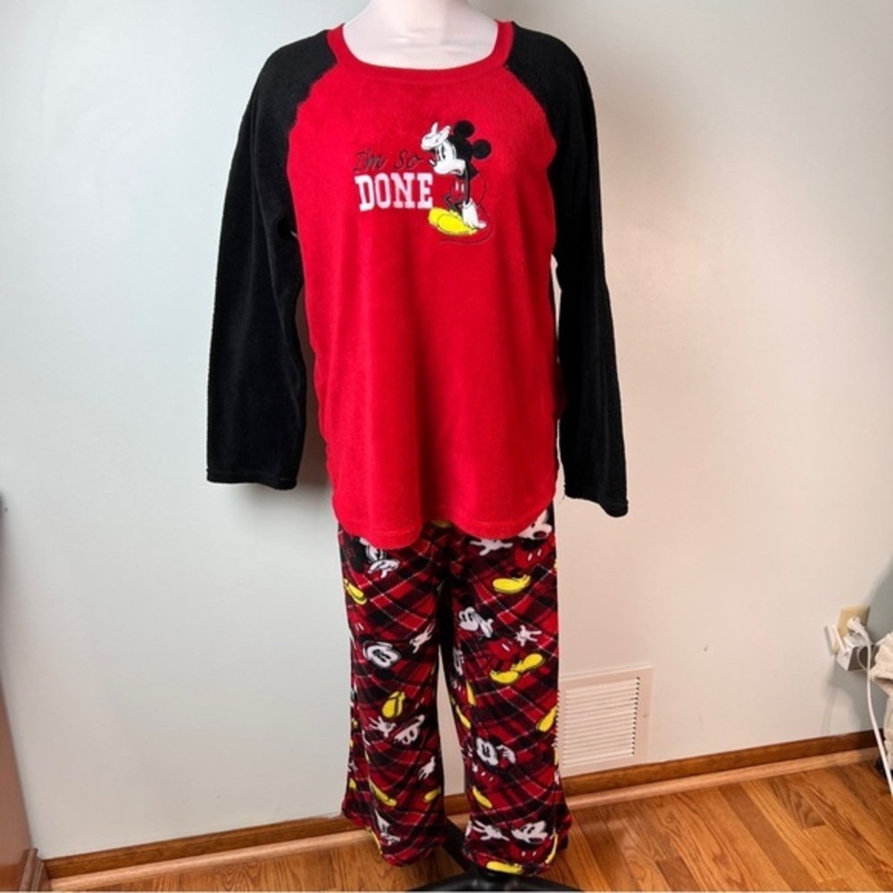 Disney Mickey Mouse Pajamas Women’s XL – “I’m So Done” Long Sleeve Top & Pants